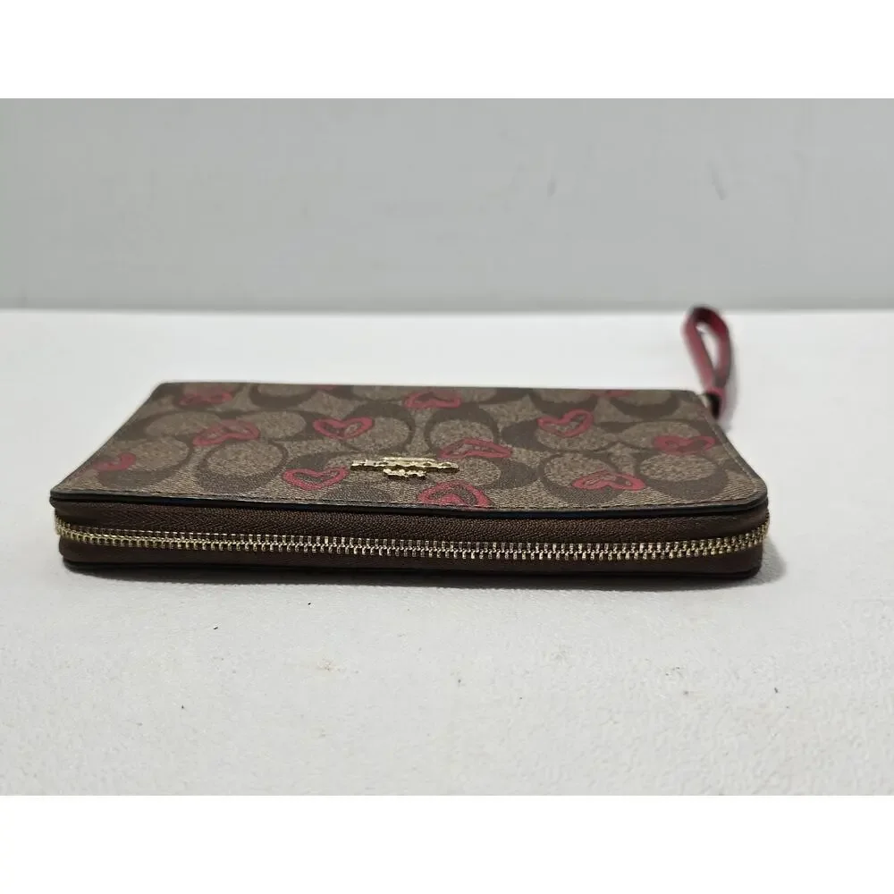 COACH LARGE PHONE WALLET SIGNATURE CANVAS WITH CRAYON ❤HEART 91578 - Picture 6 of 11